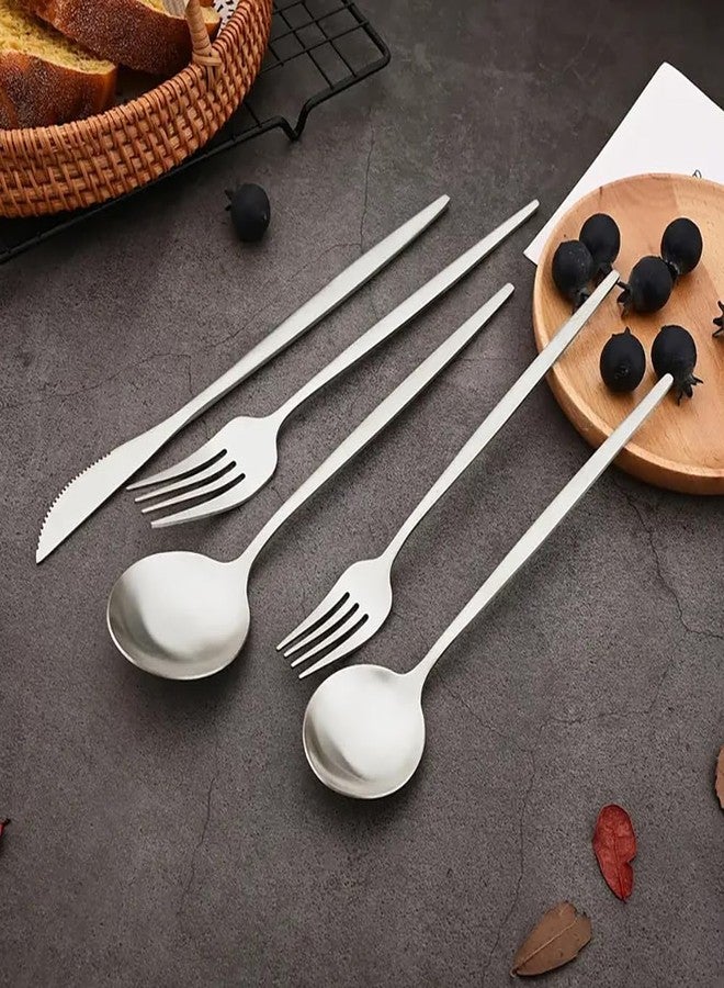 Oicia 8-Piece Silverware Set, Stainless Steel Flatware Set Service for 2, Tableware Cutlery Set for Home Restaurant Dinner Forks/Spoons/Knives (Silver, Pack of 8) - Image 3